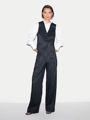 Jigsaw Blue Pinstripe Pleated Trousers - Image 5 of 5