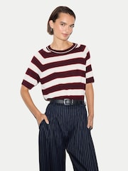Jigsaw Red Striped Merino Raglan T-Shirt - Image 1 of 5