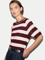Jigsaw Red Striped Merino Raglan T-Shirt - Image 2 of 5