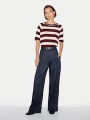 Jigsaw Red Striped Merino Raglan T-Shirt - Image 3 of 5