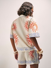 River Island Cream Sun Embroidered Border Shirt - Image 2 of 4