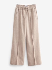 Beige Textured Elasticated Wide Leg Trousers - Image 2 of 6