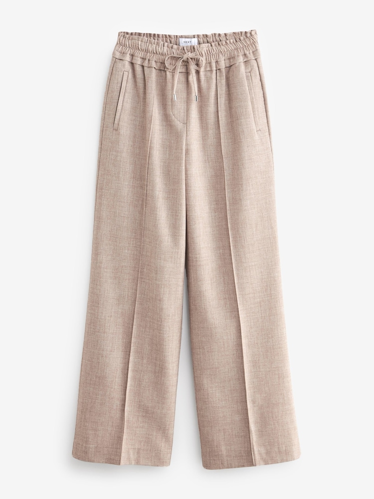 Beige Textured Elasticated Wide Leg Trousers - Image 2 of 6