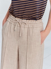 Beige Textured Elasticated Wide Leg Trousers - Image 6 of 6