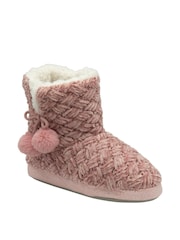 Dunlop Pink Ladies Knitted Bootee Slippers - Image 1 of 4