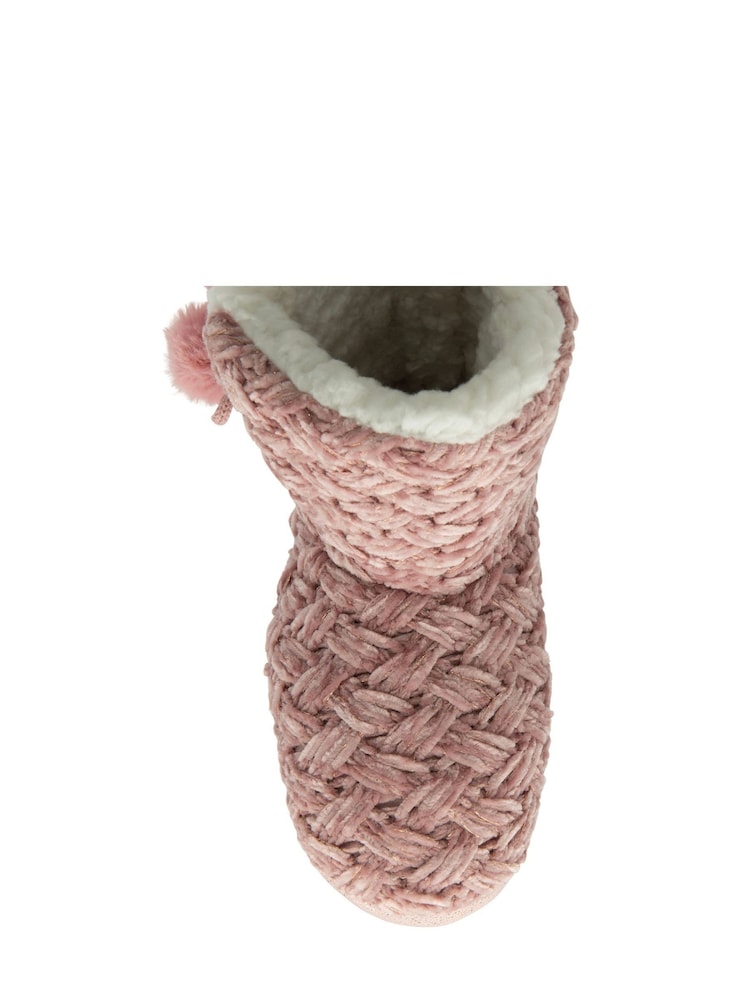 Dunlop Pink Ladies Knitted Bootee Slippers - Image 4 of 4