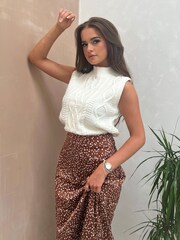 Girl In Mind Cream Mona Cable Knit Tank Top - Image 1 of 4