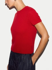 Roșu - Jigsaw Cashmere T-Shirt - Imaginea 2 din 5