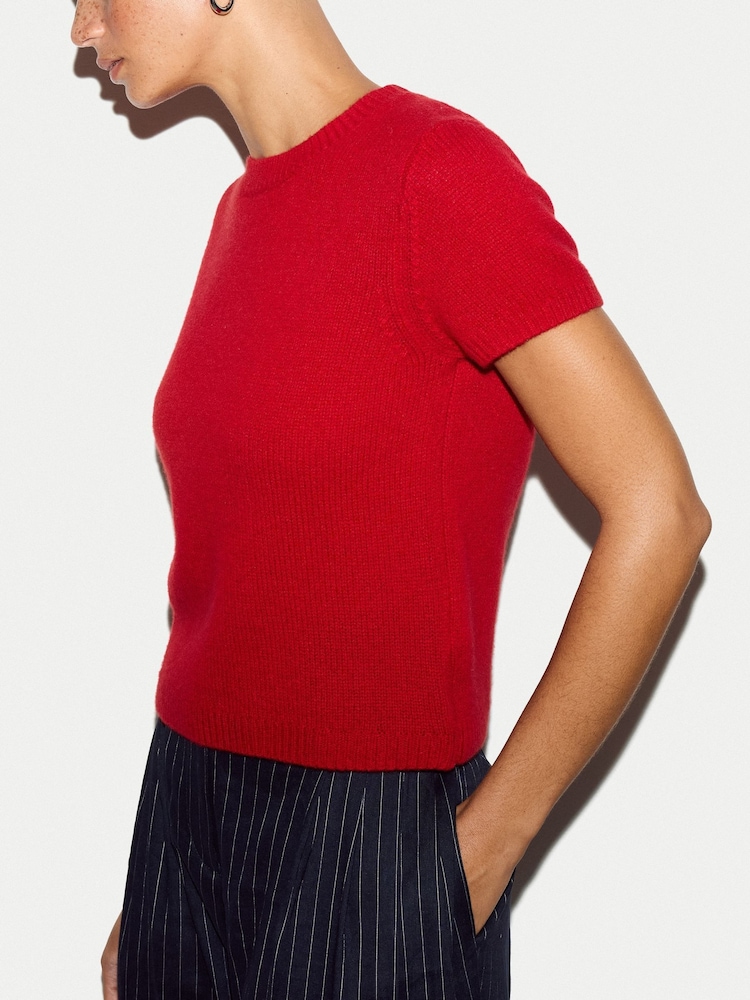 Roșu - Jigsaw Cashmere T-Shirt - Imaginea 2 din 5