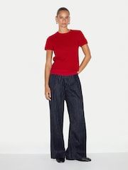 Roșu - Jigsaw Cashmere T-Shirt - Imaginea 3 din 5