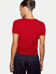 Roșu - Jigsaw Cashmere T-Shirt - Imaginea 4 din 5