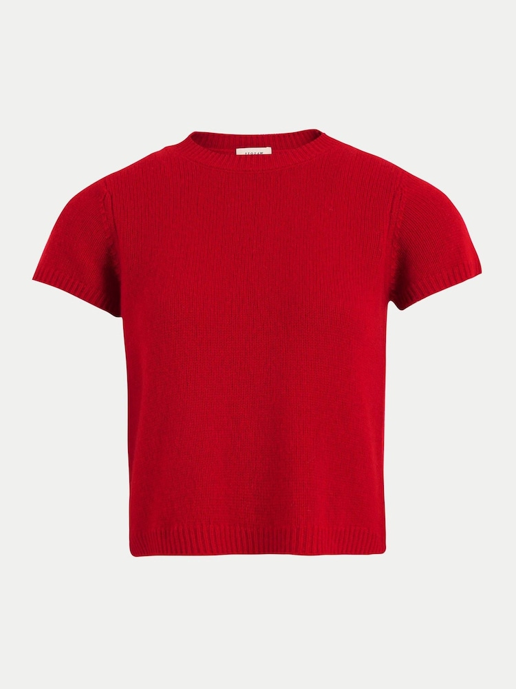 Roșu - Jigsaw Cashmere T-Shirt - Imaginea 5 din 5