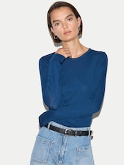 Jigsaw Blue Long Sleeve 100% Cotton Top - Image 1 of 4