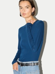 Jigsaw Blue Long Sleeve 100% Cotton Top - Image 2 of 4