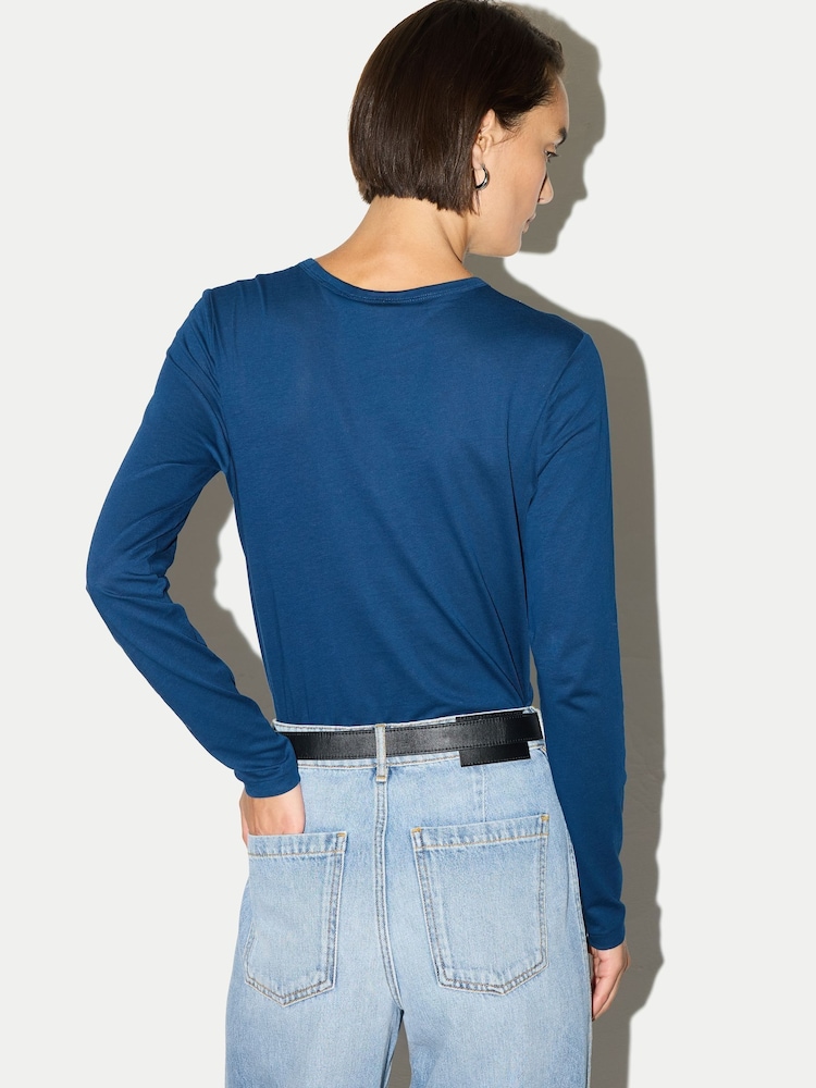 Jigsaw Blue Long Sleeve 100% Cotton Top - Image 4 of 4 Jigsaw Blue Long Sleeve 100% Cotton Top - Image 4 of 4