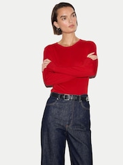 Jigsaw Bright Red Long Sleeve 100% Cotton Top - Image 2 of 3
