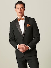Black Tailored Fit Tuxedo Suit Jacket - Image 1 of 11