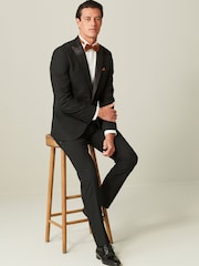 Black Tailored Fit Tuxedo Suit Jacket - Image 2 of 11