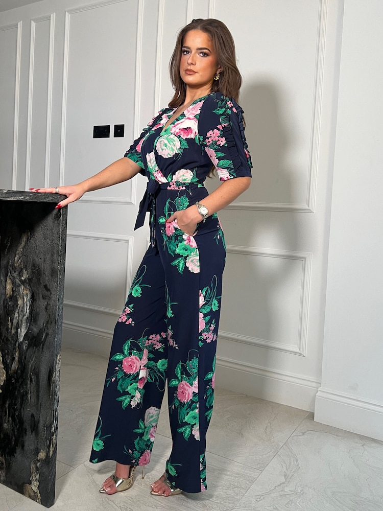 Blau - Girl In Mind Fizz Overall mit Puffärmeln und weitem Bein - Bild 2 von 4 Blau - Girl In Mind Fizz Overall mit Puffärmeln und weitem Bein - Bild 2 von 4