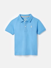 Joules Boys' Woody Blue Pique Cotton Polo Shirt - Image 1 of 5