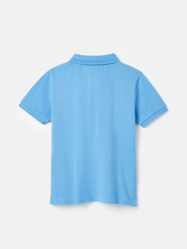 Joules Boys' Woody Blue Pique Cotton Polo Shirt - Image 2 of 5