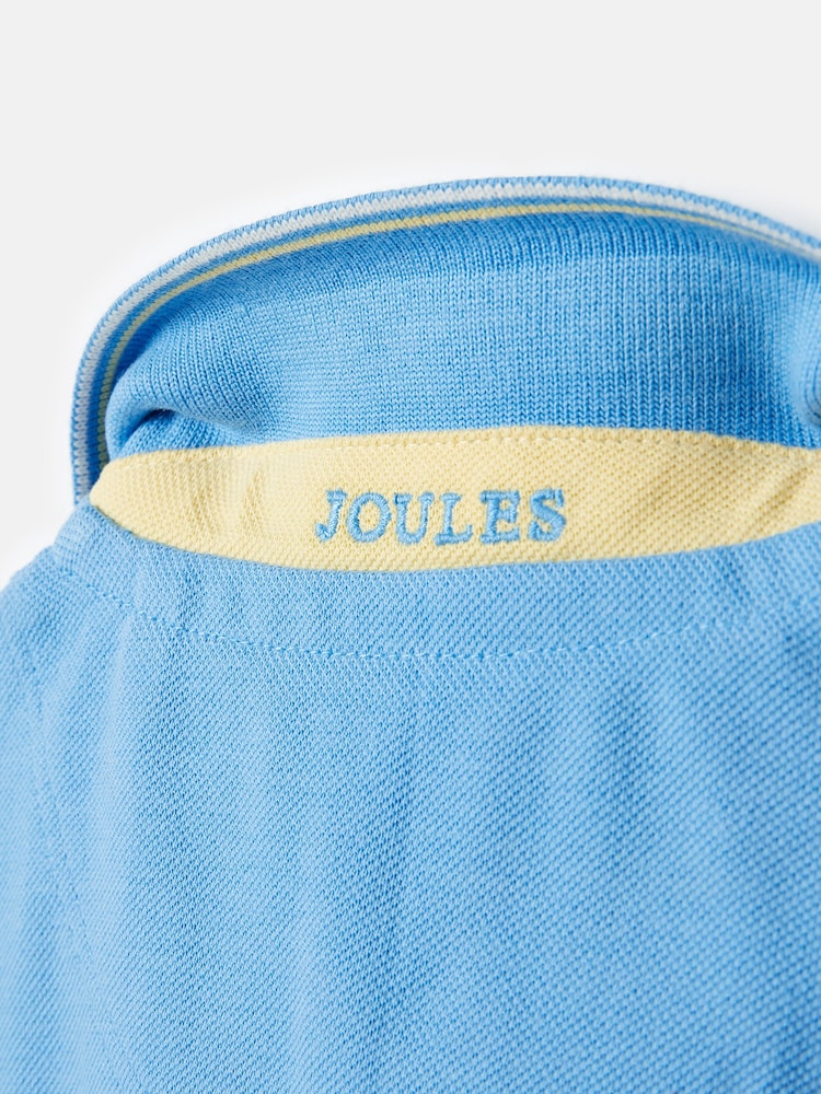 Joules Boys' Woody Blue Pique Cotton Polo Shirt - Image 4 of 5