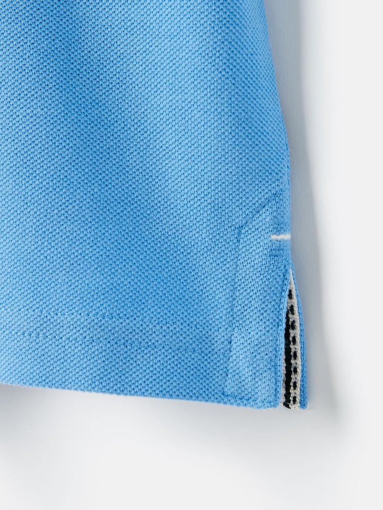 Joules Boys' Woody Blue Pique Cotton Polo Shirt - Image 5 of 5