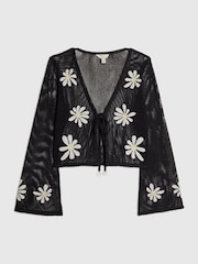 River Island Black Daisy Crochet Cardigan - Image 1 of 1