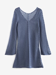 Blue Denim Knitted Crochet Cover-Up - Image 6 of 7