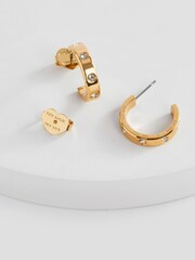 kate spade new york Gold Tone Set in Stone Huggies - Image 1 of 3