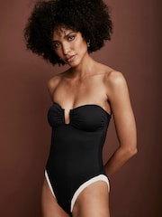 Mint Velvet Black/White Tummy Control Underwired Swimsuit - Image 4 of 15