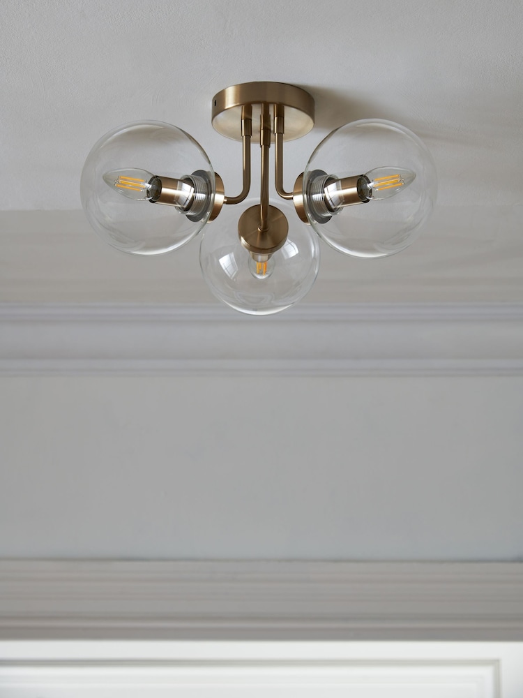 Brass Jackson 3 Light Flush Ceiling Light - Image 2 of 6