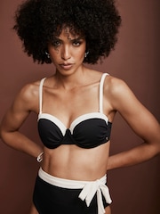 Mint Velvet Black/White Tie Detail Bikini Briefs - Image 1 of 13