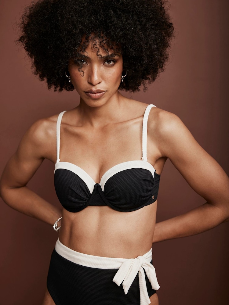 Mint Velvet Black/White Tie Detail Bikini Briefs - Image 1 of 13