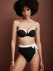 Mint Velvet Black/White Tie Detail Bikini Briefs - Image 2 of 13