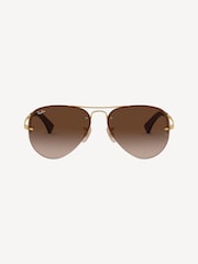 Золотистая оправа и коричневые стекла - солнцезащитные очки-авиаторы Ray-Ban Lightforce - Image 12 of 16