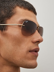 Золотистая оправа и коричневые стекла - солнцезащитные очки-авиаторы Ray-Ban Lightforce - Image 14 of 16