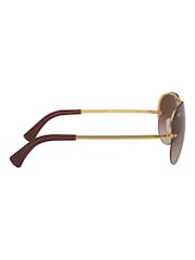 Золотистая оправа и коричневые стекла - солнцезащитные очки-авиаторы Ray-Ban Lightforce - Image 3 of 16