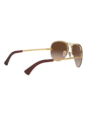 Золотистая оправа и коричневые стекла - солнцезащитные очки-авиаторы Ray-Ban Lightforce - Image 4 of 16