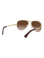 Золотистая оправа и коричневые стекла - солнцезащитные очки-авиаторы Ray-Ban Lightforce - Image 5 of 16
