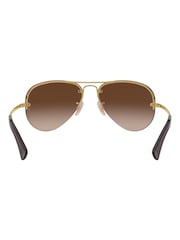 Золотистая оправа и коричневые стекла - солнцезащитные очки-авиаторы Ray-Ban Lightforce - Image 6 of 16