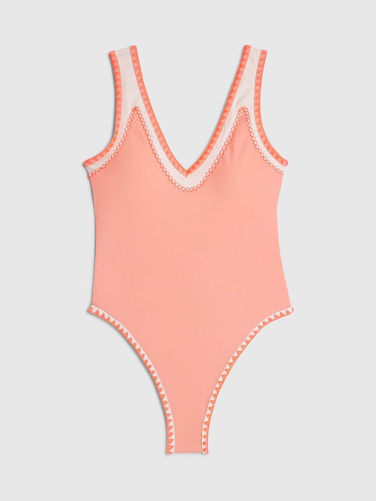 River Island Pink Whipstitch Swimsuit - Image 5 of 5