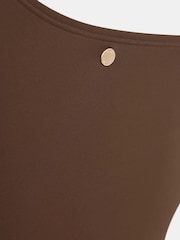 Mint Velvet Chocolate Brown Tummy Control Corsage One Shoulder Swimsuit - Image 6 of 6