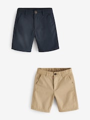Navy/Stone Chino Shorts 2 Pack (3-16yrs) - Image 1 of 5