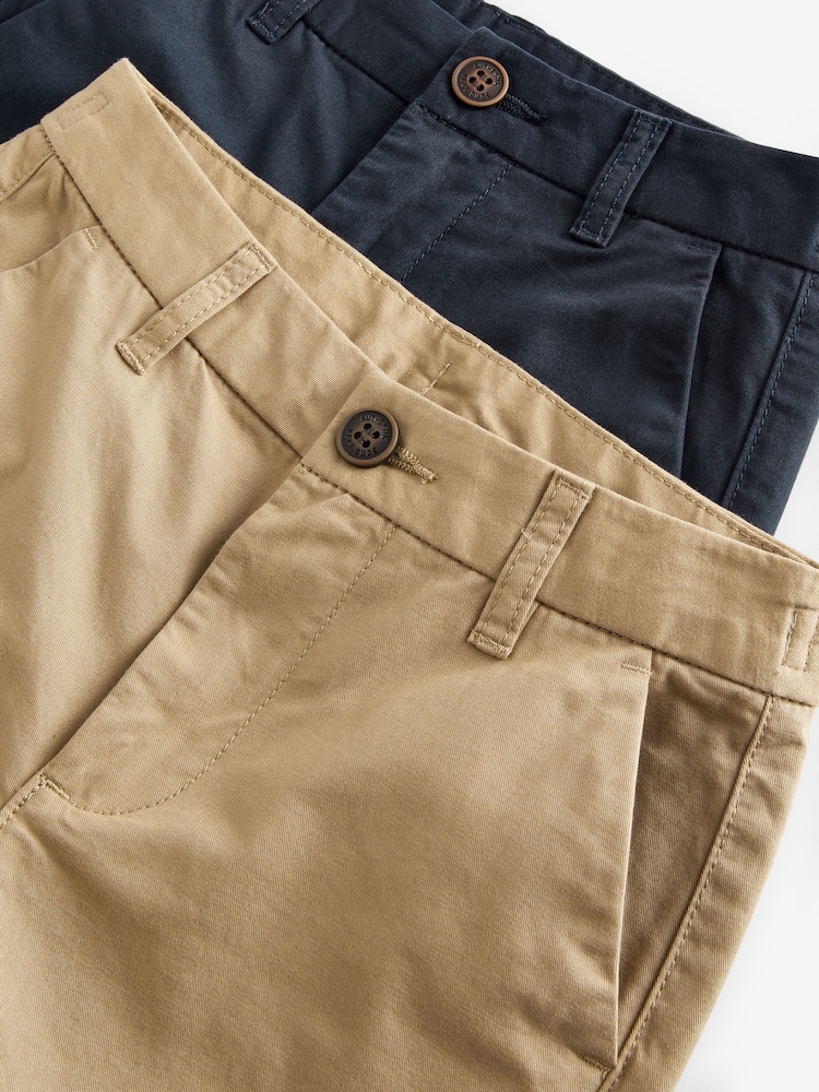 Navy/Stone Chino Shorts 2 Pack (3-16yrs) - Image 5 of 5