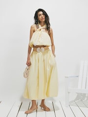 River Island Yellow Poplin Bubble Hem Top - Image 1 of 4