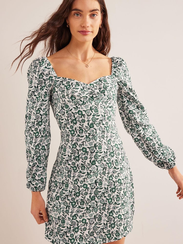 Boden Green Linen Mini Shift Dress - Image 1 of 5
