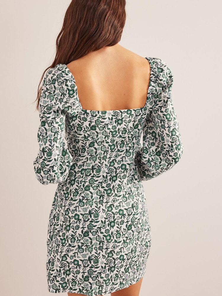 Boden Green Linen Mini Shift Dress - Image 2 of 5