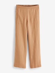 Pure Collection Camel Laundered 100% Linen Wide Leg Trousers - Image 3 of 3