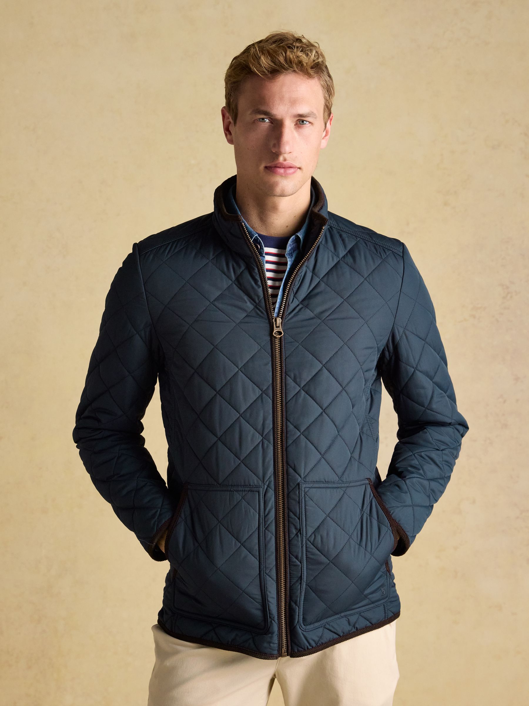 Joules Maynard Navy Blue Diamond Quilted Jacket